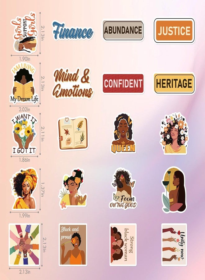 AFRITEE Black Girls Bulk Stickers - 50 Pcs Inspirational Quotes Vision Board Supplies for Women, Confident Equality Proud Vinyl Waterproof Decals DIY Diary Wish Suitcase Decoration Gift for Girl - Image 4